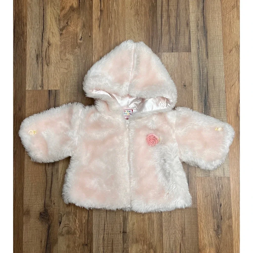 Baby Togs Pink Faux Fur Hooded Jacket 3-6M Cozy Winter Baby Coat‎